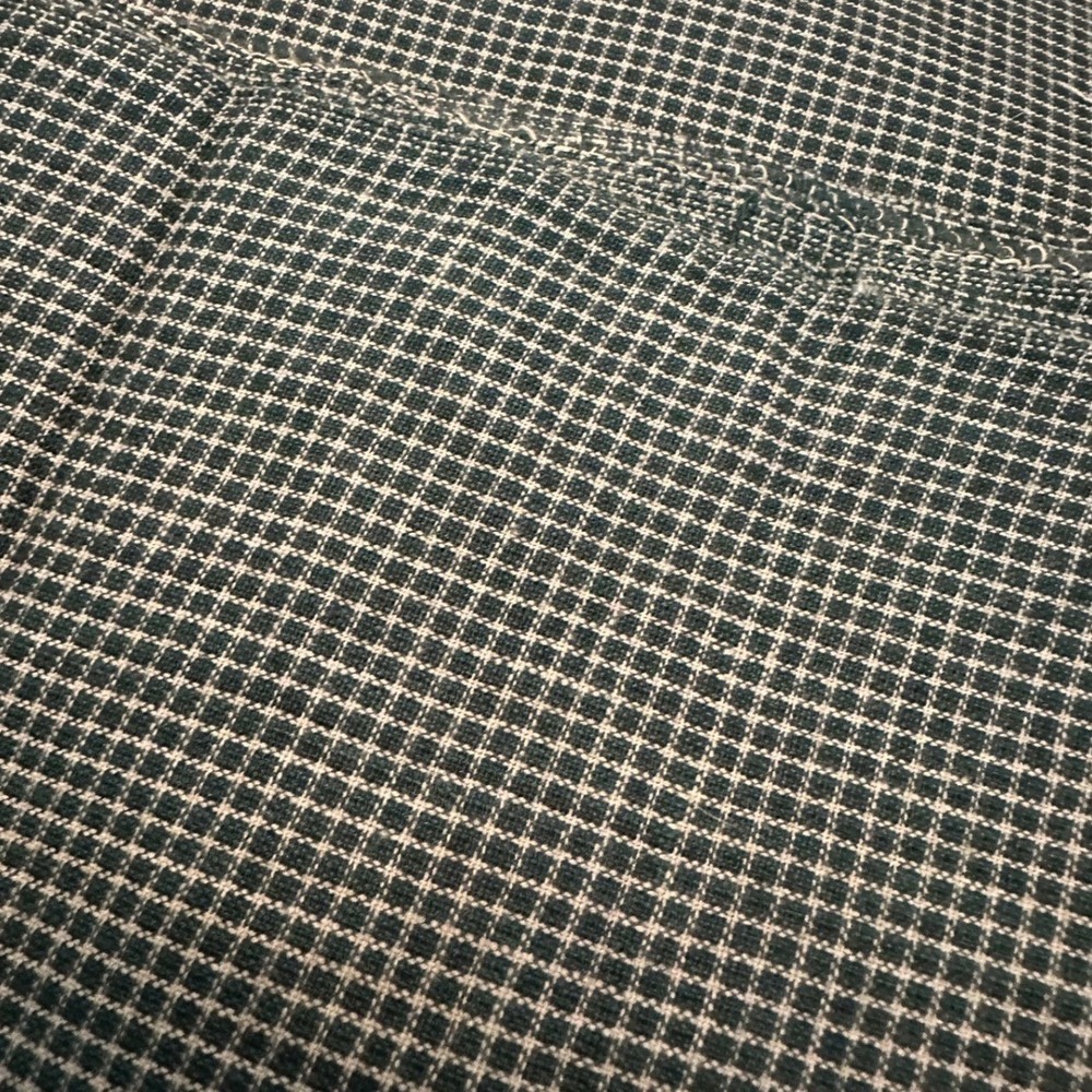 Dark Green Cream Micro Check Gingham Cotton Fabric 2.75 Yards x 44" Wide